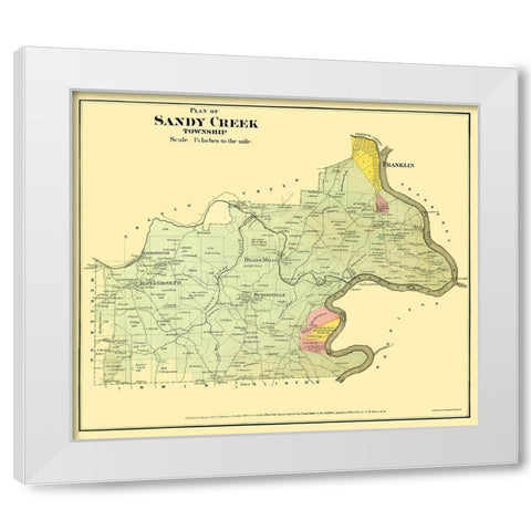 Sandy Creek Pennsylvania Landowner - Beers 1865 White Modern Wood Framed Art Print by Beers