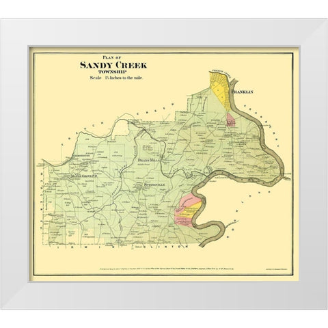 Sandy Creek Pennsylvania Landowner - Beers 1865 White Modern Wood Framed Art Print by Beers