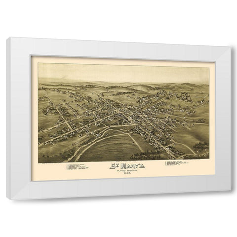 Saint Marys Pennsylvania - Fowler 1895 White Modern Wood Framed Art Print by Fowler