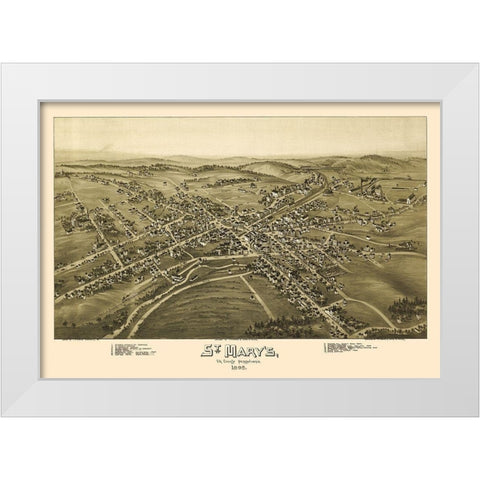 Saint Marys Pennsylvania - Fowler 1895 White Modern Wood Framed Art Print by Fowler