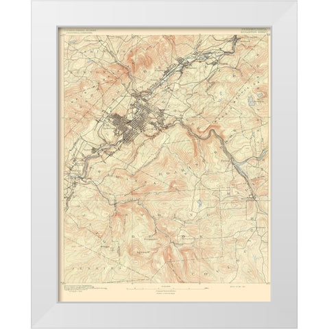 Scranton Pennsylvania Sheet - USGS 1891 White Modern Wood Framed Art Print by USGS