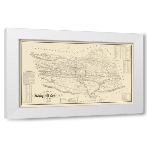 Schuylkill County Pennsylvania - Sheafer 1855 White Modern Wood Framed Art Print by Sheafer