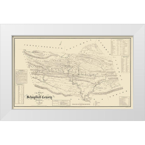 Schuylkill County Pennsylvania - Sheafer 1855 White Modern Wood Framed Art Print by Sheafer