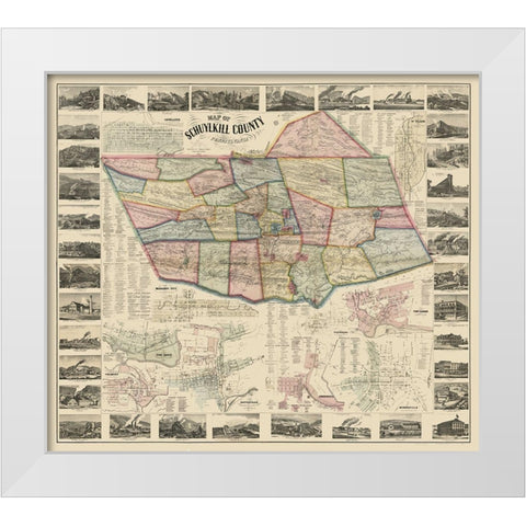 Schuylkill County Pennsylvania - Scott 1864 White Modern Wood Framed Art Print by Scott