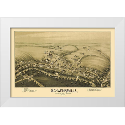 Schwenksville Pennsylvania - Fowler 1894 White Modern Wood Framed Art Print by Fowler