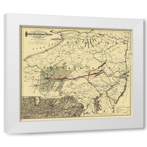 Seaboard, Pennsylvania and Western Railroad 1884 White Modern Wood Framed Art Print by Colton