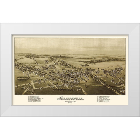 Sellersville Pennsylvania - Fowler 1894 White Modern Wood Framed Art Print by Fowler