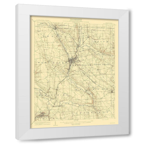 Shenango Pennsylvania Quad - USGS 1908 White Modern Wood Framed Art Print by USGS