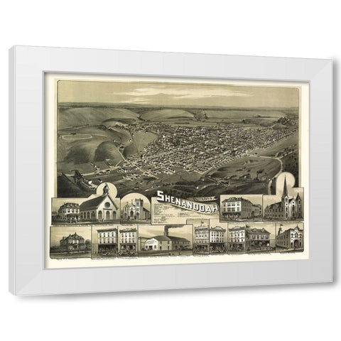 Shenandoah Pennsylvania - Fowler 1889 White Modern Wood Framed Art Print by Fowler