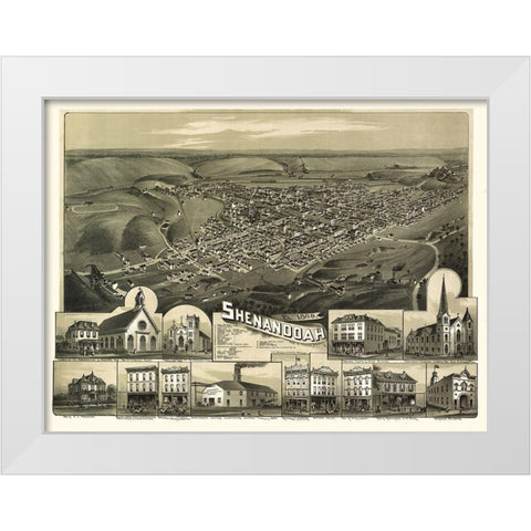 Shenandoah Pennsylvania - Fowler 1889 White Modern Wood Framed Art Print by Fowler