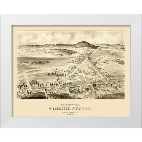 Sinking Spring Pennsylvania - Fowler 1898 White Modern Wood Framed Art Print by Fowler