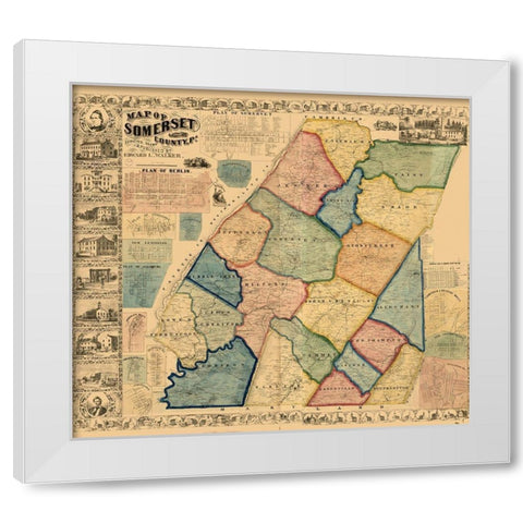 Somerset County Pennsylvania - Walker 1860 White Modern Wood Framed Art Print by Walker