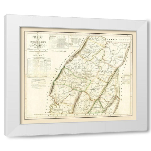 Somerset County Pennsylvania - Wells 1830 White Modern Wood Framed Art Print by Wells