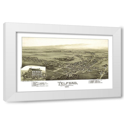 Telford Pennsylvania - Fowler 1894 White Modern Wood Framed Art Print by Fowler