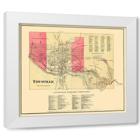 Titusville Pennsylvania Landowner - Beers 1865 White Modern Wood Framed Art Print by Beers