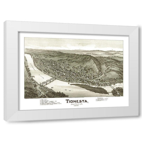 Tionesta Pennsylvania - Fowler 1896 White Modern Wood Framed Art Print by Fowler