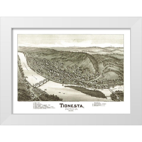 Tionesta Pennsylvania - Fowler 1896 White Modern Wood Framed Art Print by Fowler