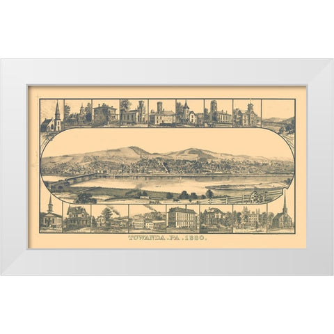 Towanda Pennsylvania - Crawford 1880 White Modern Wood Framed Art Print by Crawford