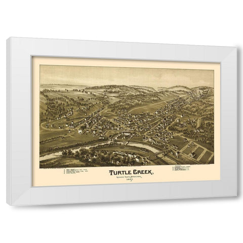 Turtle Creek Pennsylvania - Fowler 1897 White Modern Wood Framed Art Print by Fowler