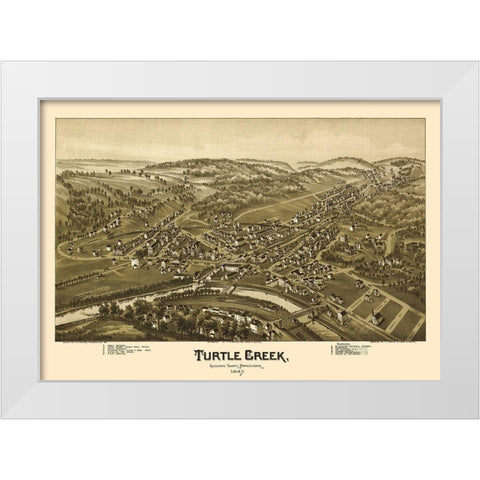 Turtle Creek Pennsylvania - Fowler 1897 White Modern Wood Framed Art Print by Fowler