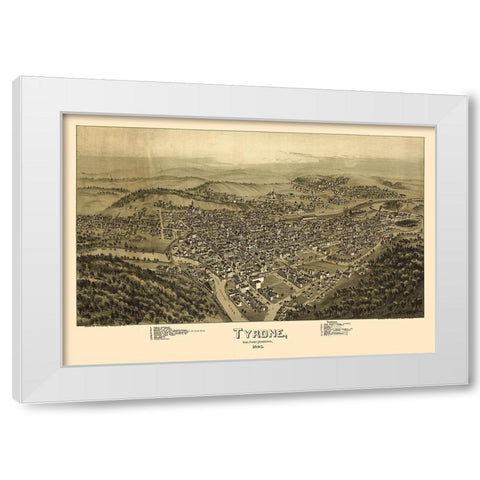 Tyrone Pennsylvania - Fowler 1895 White Modern Wood Framed Art Print by Fowler