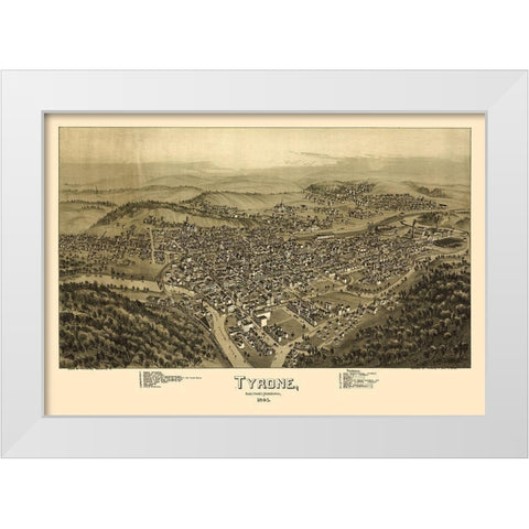 Tyrone Pennsylvania - Fowler 1895 White Modern Wood Framed Art Print by Fowler