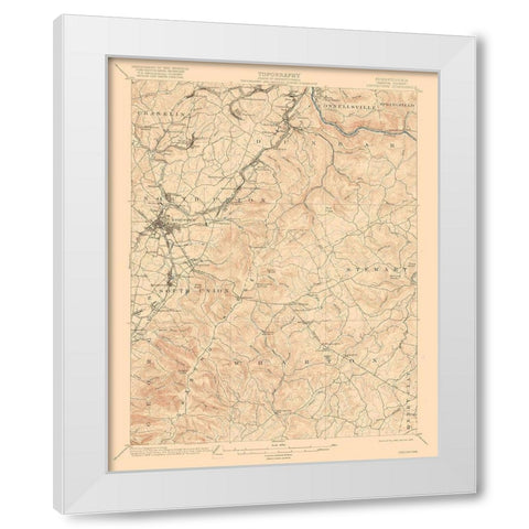 Uniontown Pennsylvania Quad - USGS 1900 White Modern Wood Framed Art Print by USGS