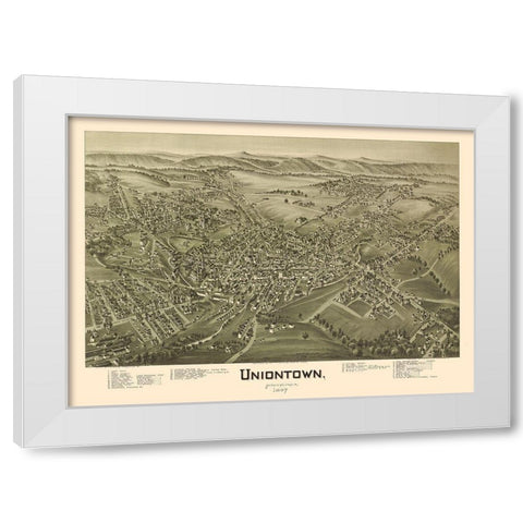 Uniontown Pennsylvania - Fowler 1897 White Modern Wood Framed Art Print by Fowler