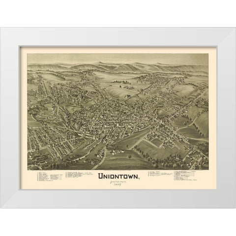 Uniontown Pennsylvania - Fowler 1897 White Modern Wood Framed Art Print by Fowler