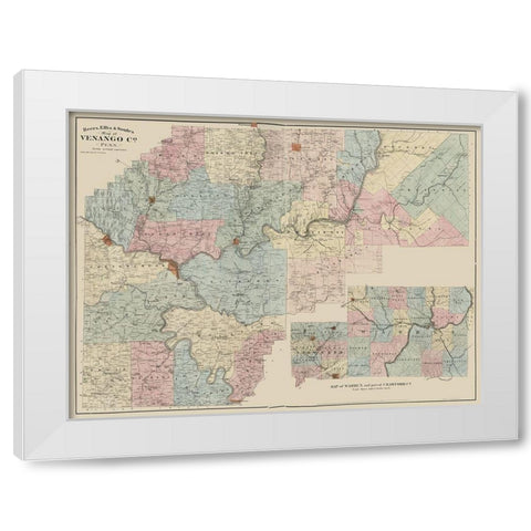 Venango County Pennsylvania - Beers 1865 White Modern Wood Framed Art Print by Beers