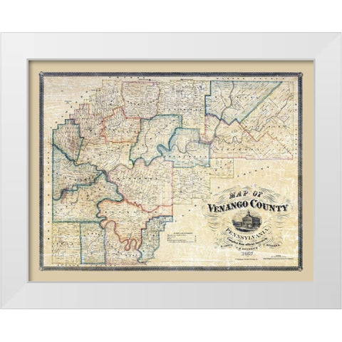 Venango County Pennsylvania - Irwin 1857 White Modern Wood Framed Art Print by Irwin