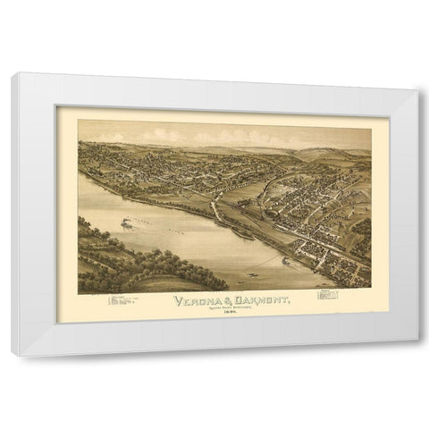 Verona Oakmont Pennsylvania - Fowler 1896 White Modern Wood Framed Art Print by Fowler