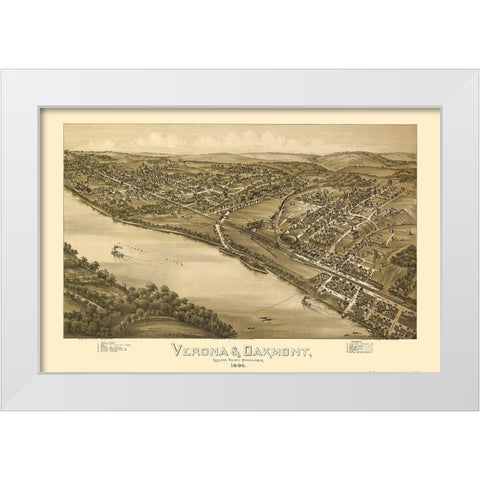 Verona Oakmont Pennsylvania - Fowler 1896 White Modern Wood Framed Art Print by Fowler