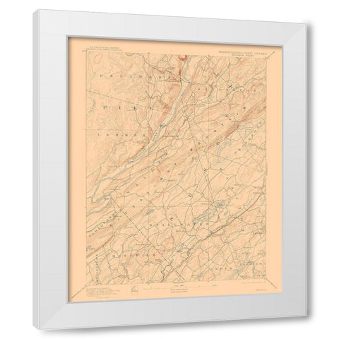 Pennsylvania Wallpack Sheet - USGS 1893 White Modern Wood Framed Art Print by USGS