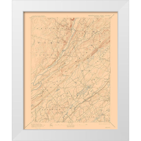 Pennsylvania Wallpack Sheet - USGS 1893 White Modern Wood Framed Art Print by USGS
