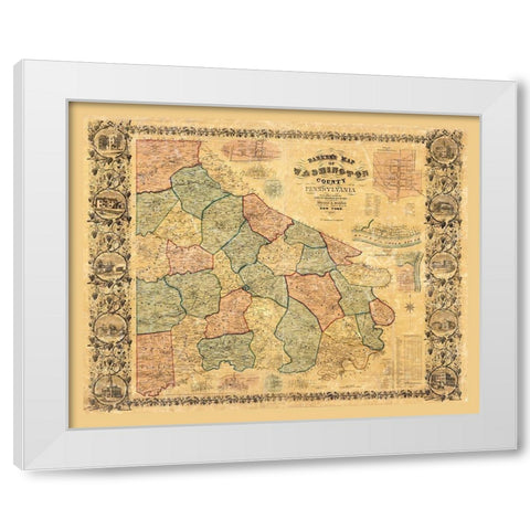 Washington County Pennsylvania - Barker 1856 White Modern Wood Framed Art Print by Barker