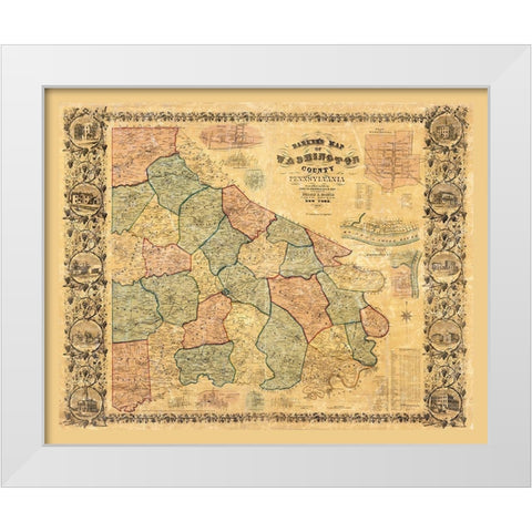 Washington County Pennsylvania - Barker 1856 White Modern Wood Framed Art Print by Barker