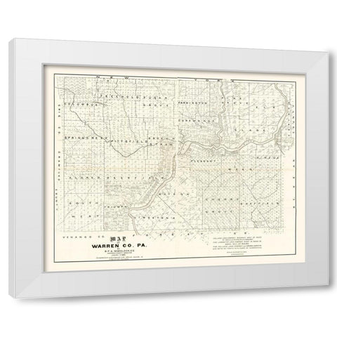 Warren County Pennsylvania - Wheelock 1889 White Modern Wood Framed Art Print by Wheeler