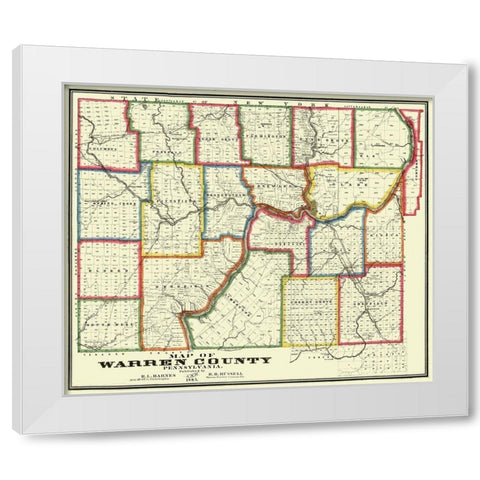 Warren County Pennsylvania - Barnes 1865 White Modern Wood Framed Art Print by Barnes
