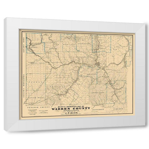 Warren County Pennsylvania - Hunt 1865 White Modern Wood Framed Art Print by Hunt