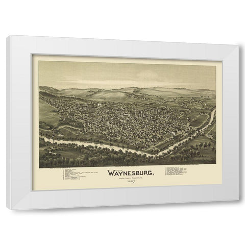 Waynesburg Pennsylvania - Fowler 1897 White Modern Wood Framed Art Print by Fowler