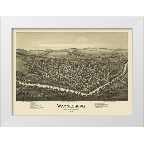 Waynesburg Pennsylvania - Fowler 1897 White Modern Wood Framed Art Print by Fowler