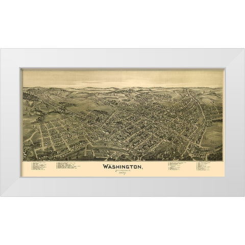 Washington Pennsylvania - Fowler 1897 White Modern Wood Framed Art Print by Fowler