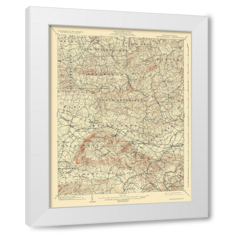 Wernersville Pennsylvania Quad - USGS 1902 White Modern Wood Framed Art Print by USGS