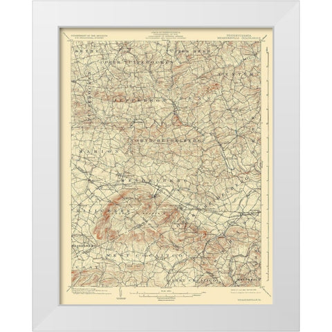Wernersville Pennsylvania Quad - USGS 1902 White Modern Wood Framed Art Print by USGS