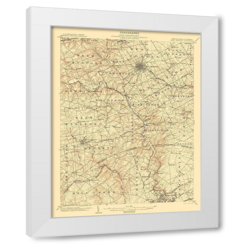 West Chester Pennsylvania Deleware Quad White Modern Wood Framed Art Print by USGS