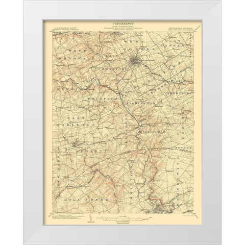 West Chester Pennsylvania Deleware Quad White Modern Wood Framed Art Print by USGS