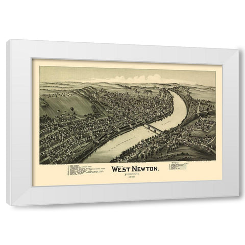 West Newton Pennsylvania - Fowler 1900 White Modern Wood Framed Art Print by Fowler