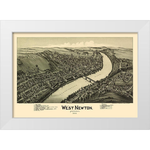West Newton Pennsylvania - Fowler 1900 White Modern Wood Framed Art Print by Fowler
