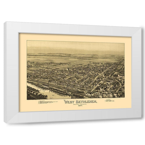 West Bethlehem Pennsylvania - Fowler 1894 White Modern Wood Framed Art Print by Fowler